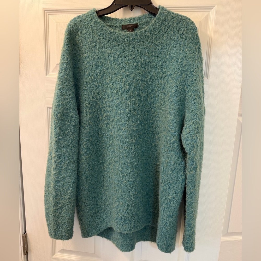 J. Crew Teal Boucle Crew Neck Sweater